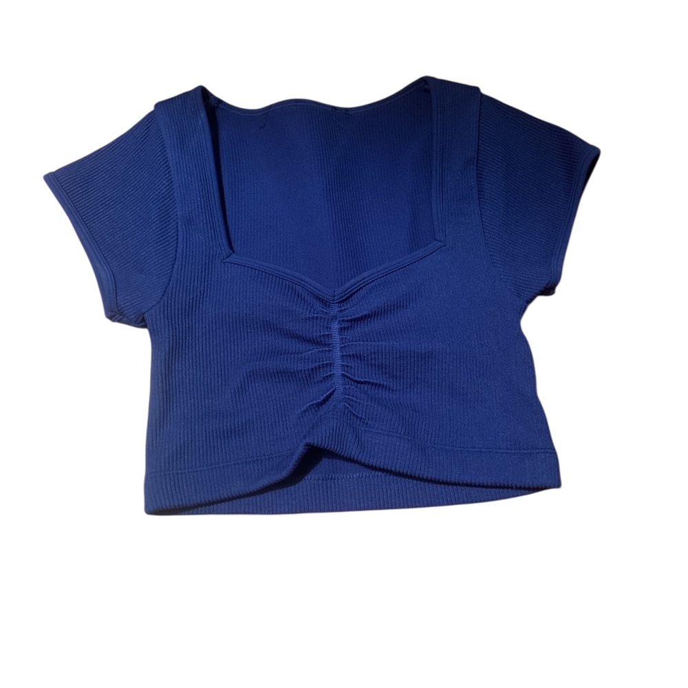 Hollister Navy Crop Top with Ruched Front